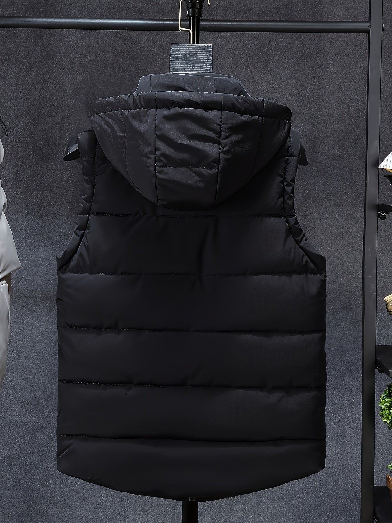 Casual Hooded Puffer Vest with Removable Hood