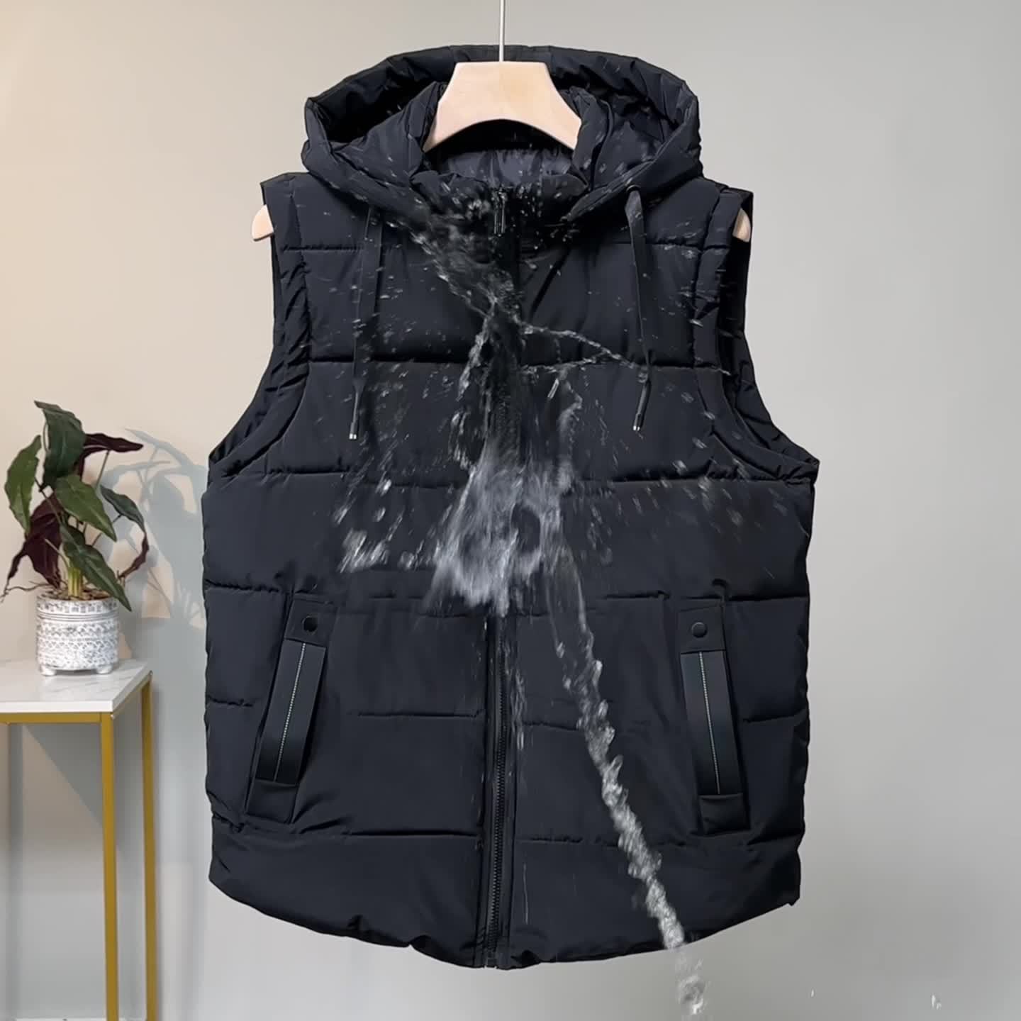 Casual Hooded Puffer Vest with Removable Hood