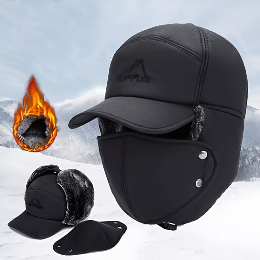 Winter Thermal Hat with Ear Flaps & Detachable Face Mask