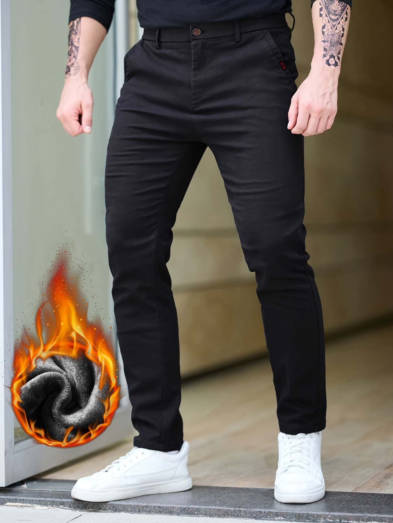 Slim-Fit Fleece-Lined Pants