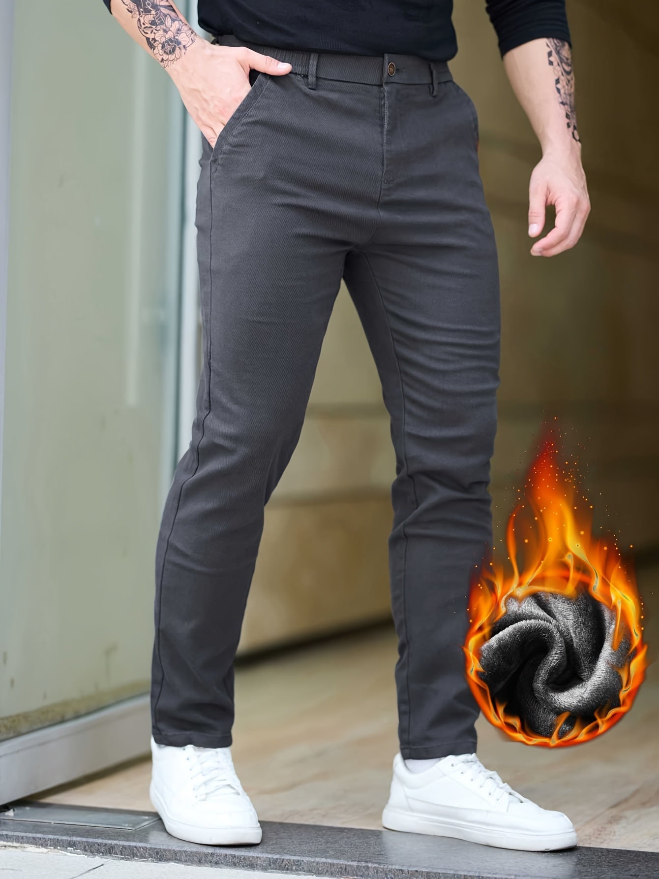 Slim-Fit Fleece-Lined Pants