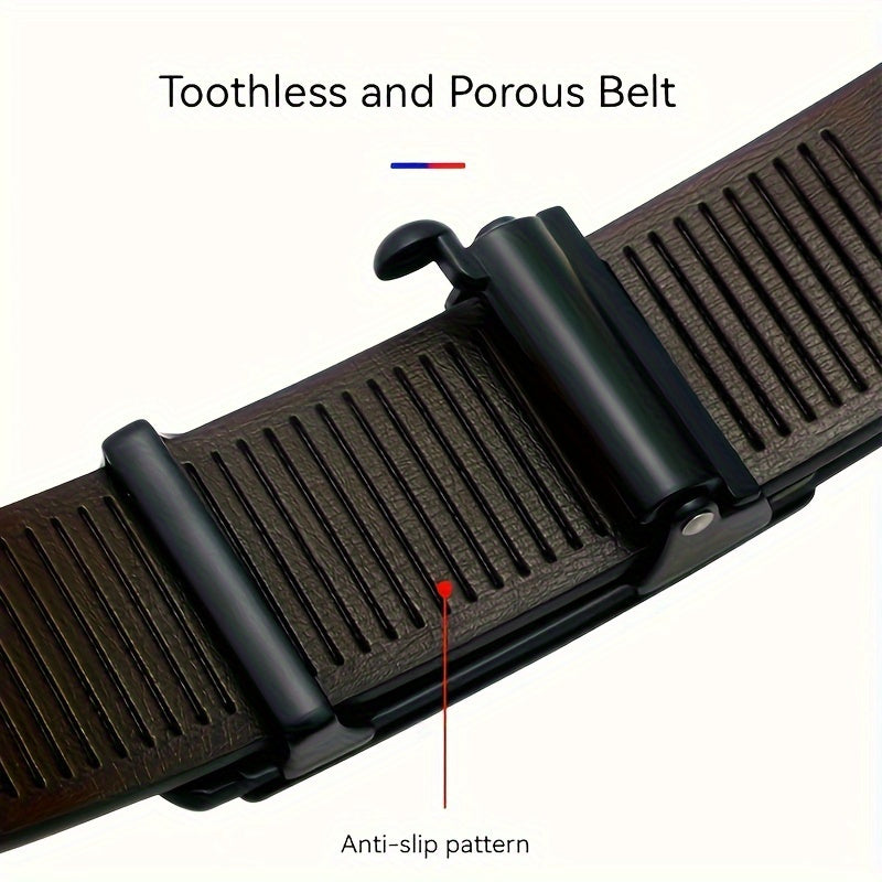 Leather Belt with Automatic Alloy Buckle