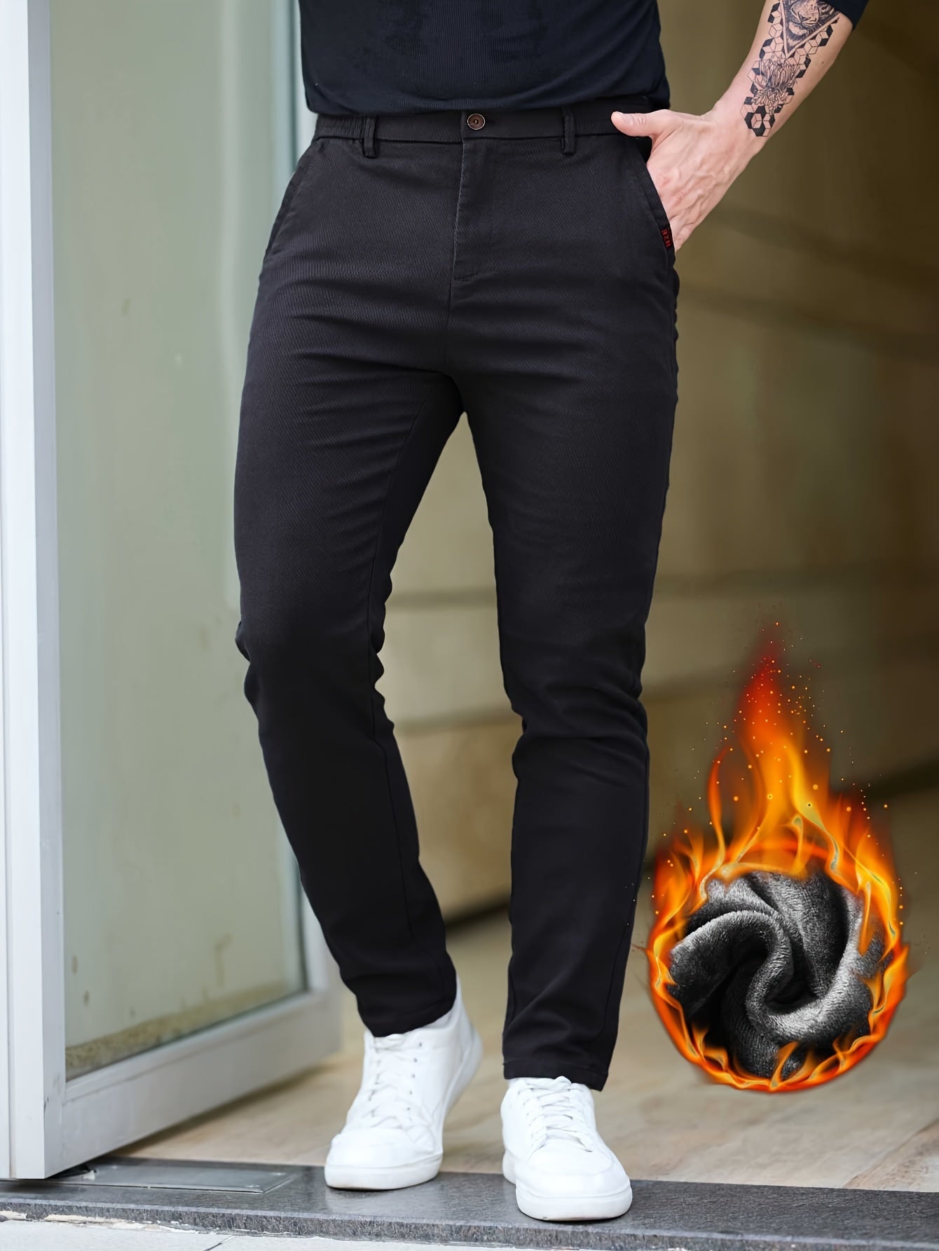 Slim-Fit Fleece-Lined Pants