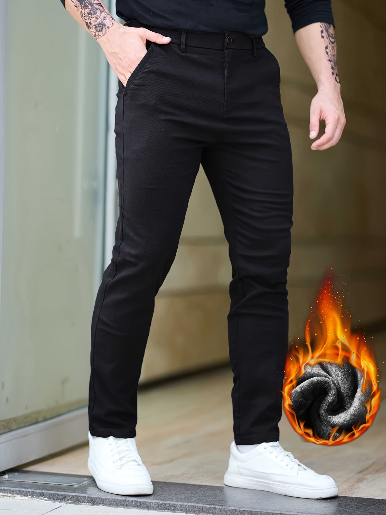 Slim-Fit Fleece-Lined Pants