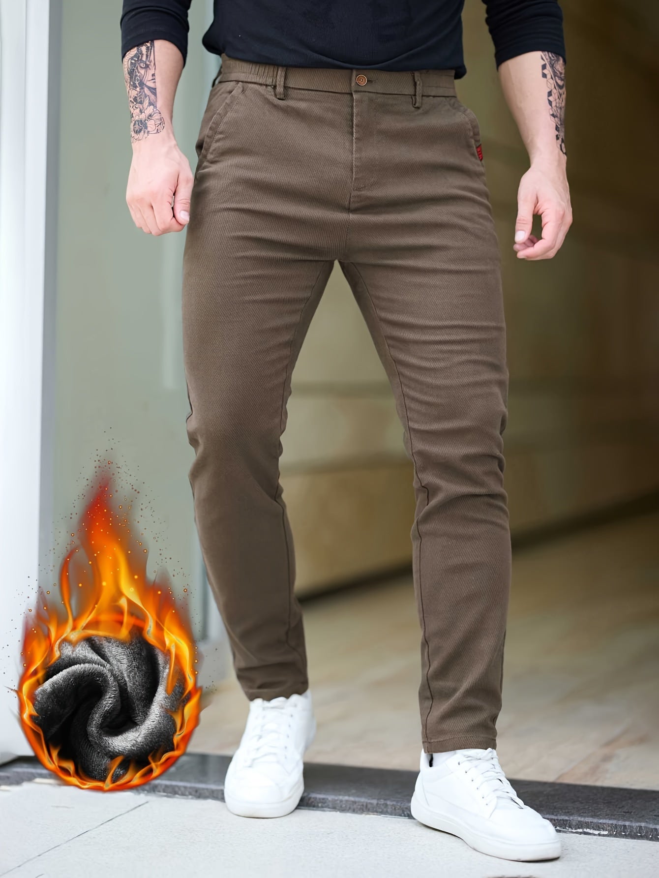 Slim-Fit Fleece-Lined Pants