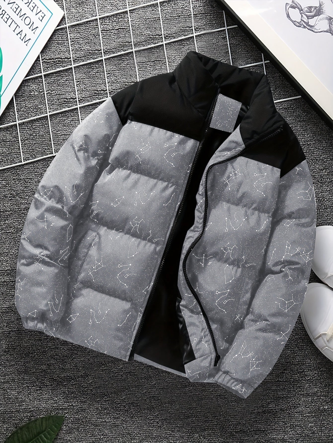 Thermal Constellation Pattern Padded Coat