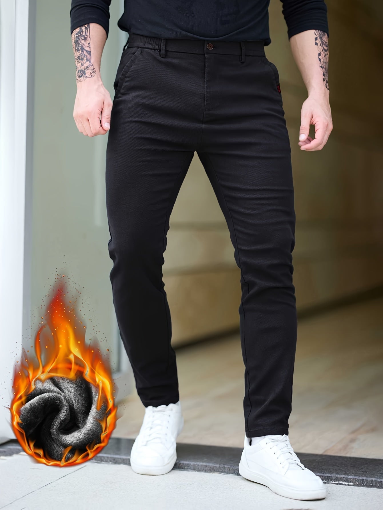 Slim-Fit Fleece-Lined Pants