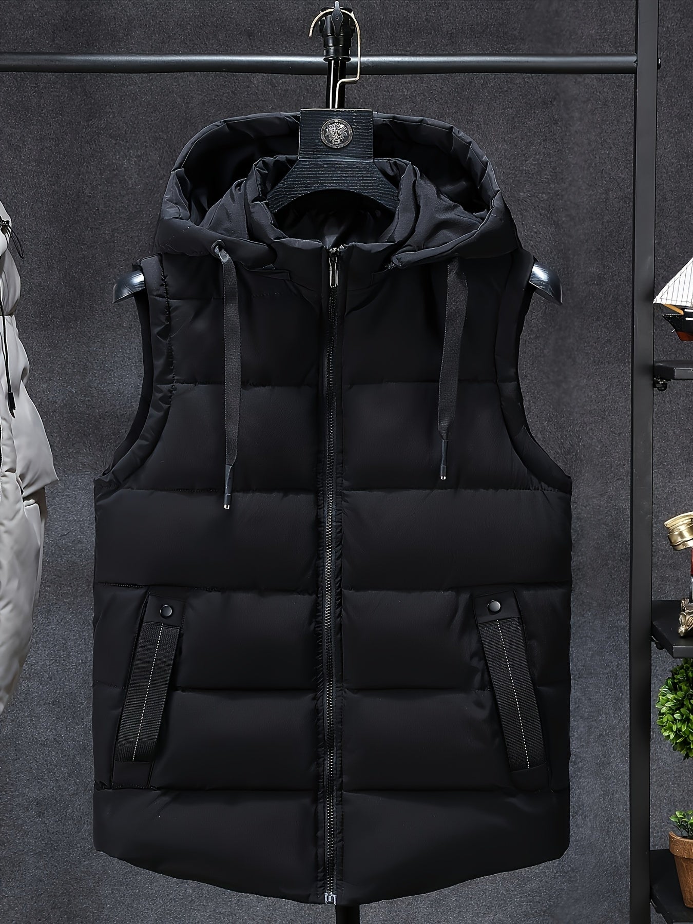 Casual Hooded Puffer Vest with Removable Hood