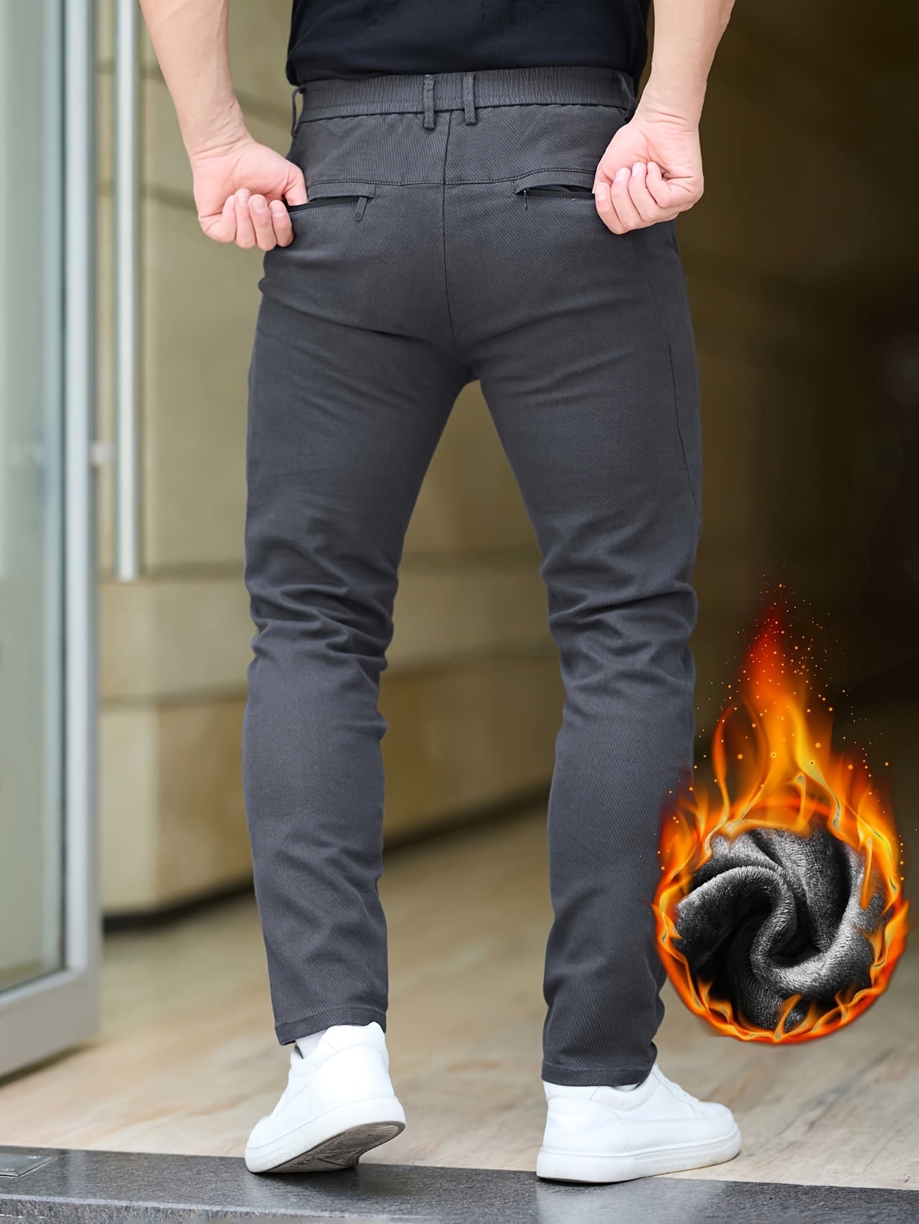 Slim-Fit Fleece-Lined Pants