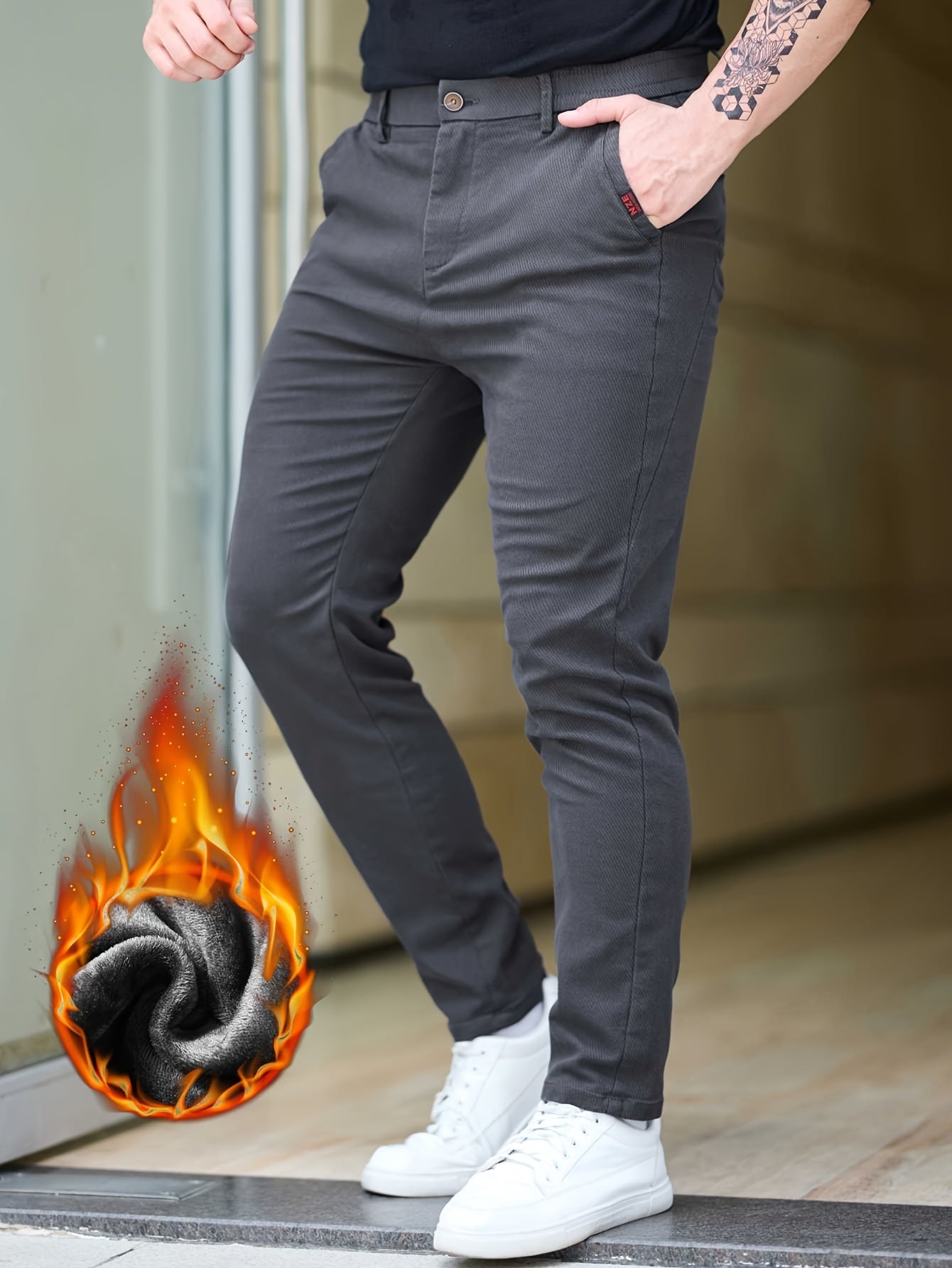 Slim-Fit Fleece-Lined Pants