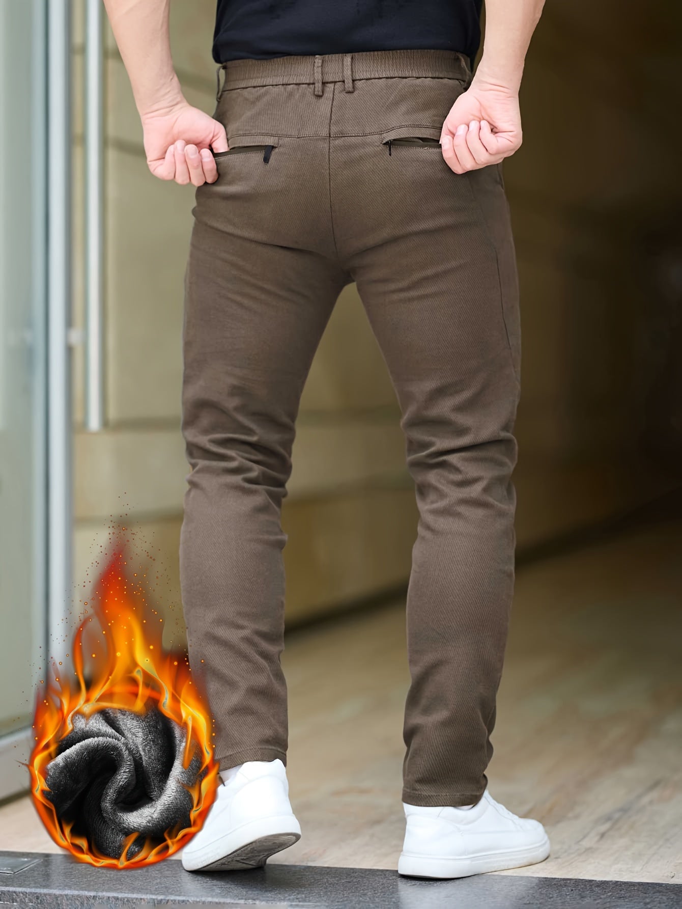 Slim-Fit Fleece-Lined Pants